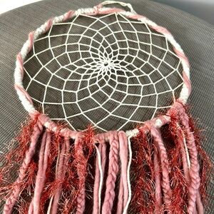 Handcrafted, large Dreamcatcher, pink and white sparkly